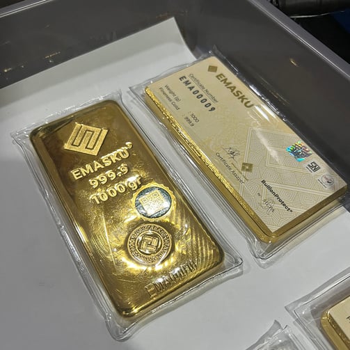 One of the company's many high-value products is this 1kg gold bar worth $70,000.