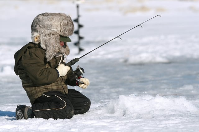 Child ice fishing